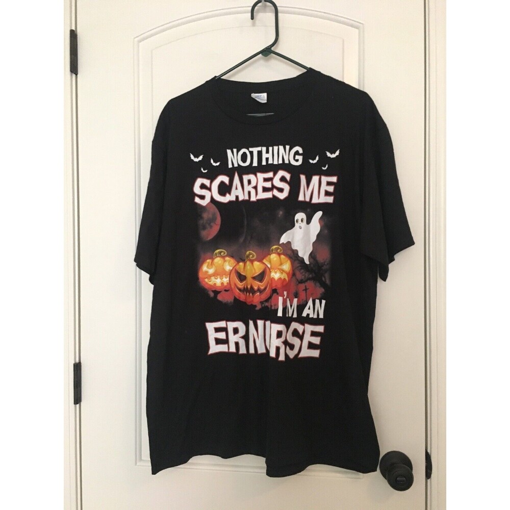 Port & Company Adult T-Shirt I'M A ER NURSE NOTHING SCARES ME Halloween Size 2XL